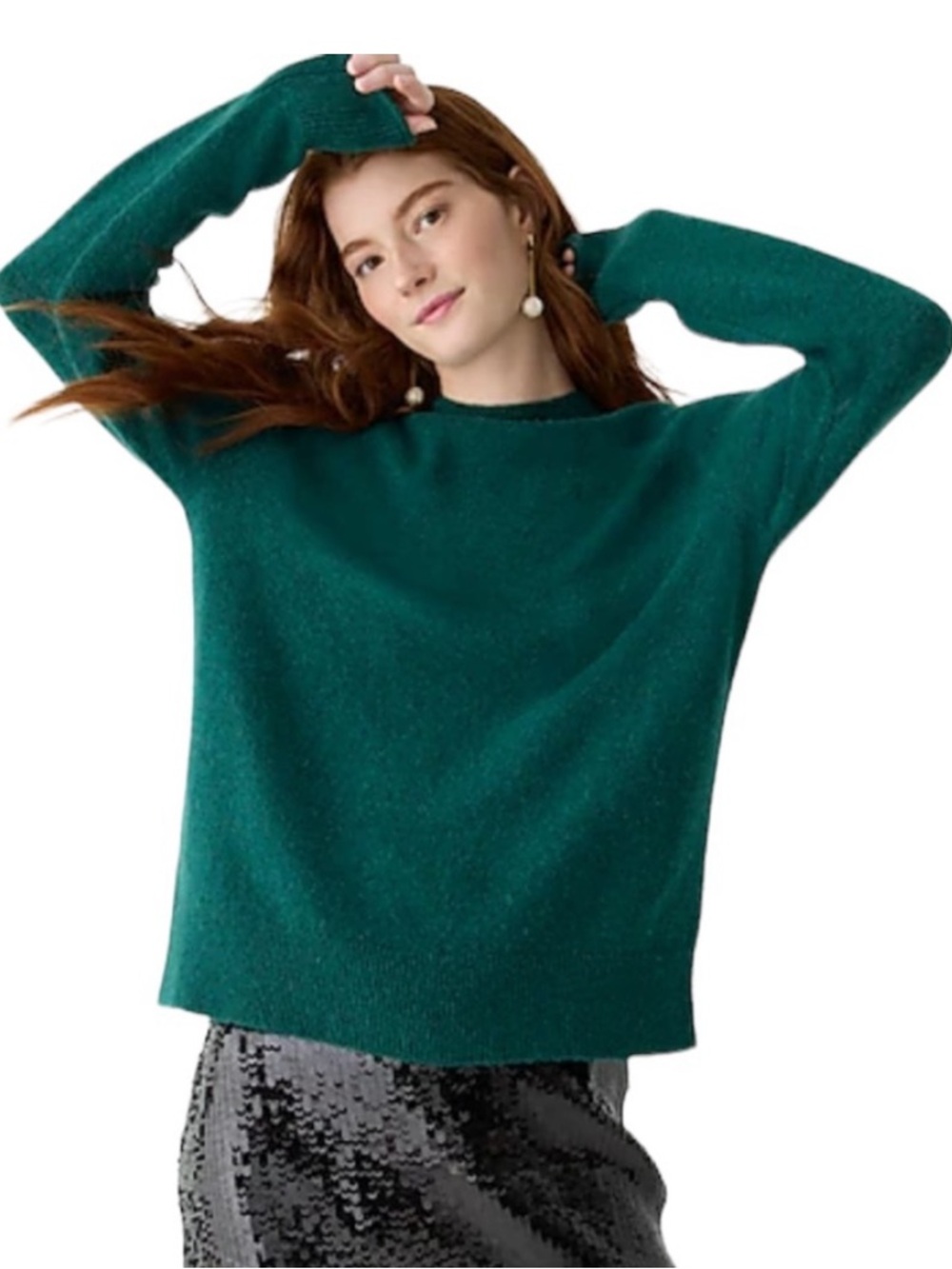 J Crew Rollneck Sweater in Supersoft Yarn Emerald Green XL Extra Lrg Wool Blend